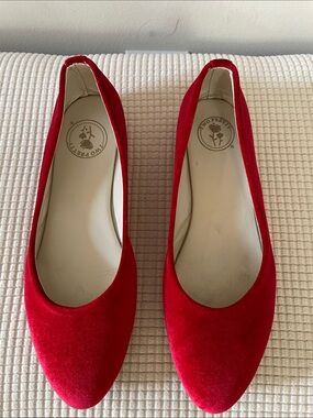 Red Velvet Ballet Flats Size 39 Holiday Festive